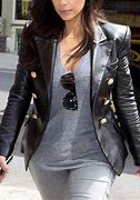 Image result for Kim Kardashian Black Leather Blazer