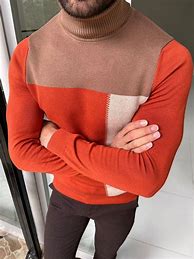 Image result for Orange Turtleneck Sweater Men