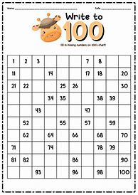 Image result for 100 Chart Missing Numbers