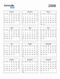 Image result for 2008 Calendar Printable PDF