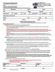 Image result for Consignment Form Template