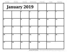Image result for 31 Calendar January 2019