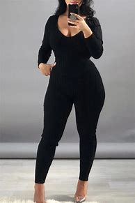 Image result for One Piece Black Jumpsuit with a Hint of White