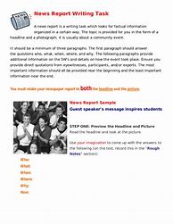 Image result for News Report Examples for Students