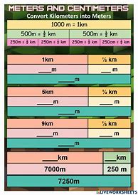 Image result for Kilometer and Meter Live Worksheet