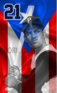 Image result for Roberto Clemente Clip Art Whit a Flag and Bat