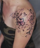 Image result for Flower Butterfly Tattoos On Shoulder