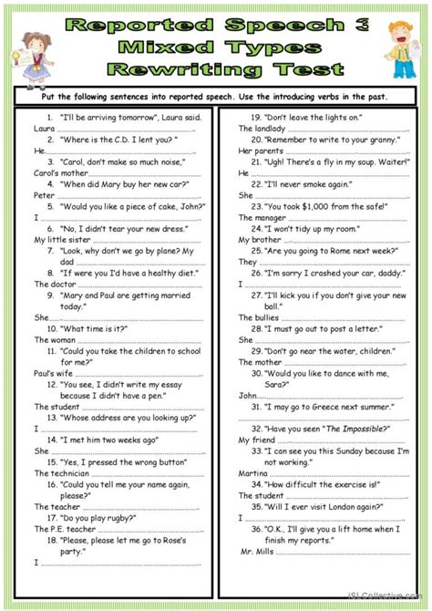 Image result for Grammar Reported Speech Exercises