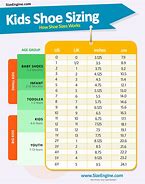 Image result for Shoe Size Chart for Youth