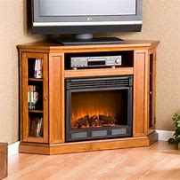 Image result for Corner Electric Fireplace TV Stand Oak