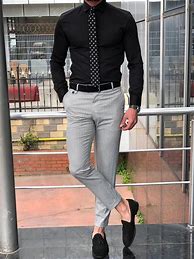 Image result for Black Shirt with Silver Pant for Boys