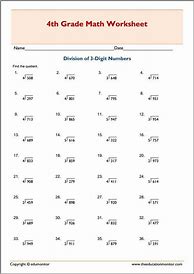 Image result for 4th Grade Math Worksheets Division Quotient
