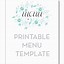Image result for Dinner Menu Template for Home