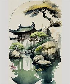 Pin by emine bboz on Suluboya in 2023 | Japanese painting, Japan painting, Fantasy art landscapes