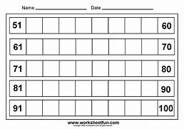 Image result for Printable Number Chart 51-100