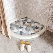 Image result for Curved Bath Mats White for Corner Shower