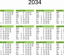 Image result for 2034 Calendar