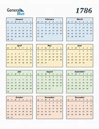 Image result for 1786 Calendar