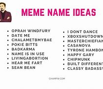 Image result for Meme Names List
