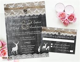Image result for Wedding Invitations Lace and Deer Head