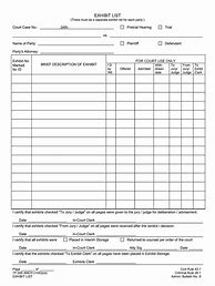 Image result for Exhibit List Form Word