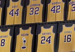 Image result for Los Angeles Lakers Retired Numbers Banners