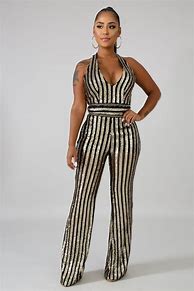 Image result for Black and Gold Jumpsuit for Women