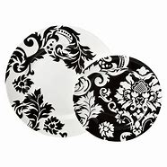Image result for Black and White Damask Dishes