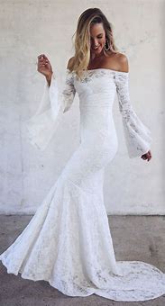 Image result for Bell Sleeve Wedding Dress