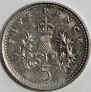Image result for English Currency 5P Coin Image