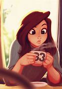 Image result for Cartoon Girl Holding Coffee