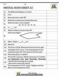 Image result for Mental Maths Class 2 Worksheets