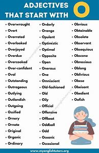 Image result for Descriptive Words Starting with O