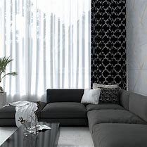 Image result for Images of Curtains with White Walls and Black Furniture in the Living Room