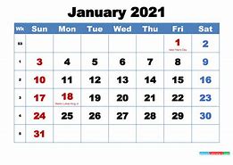 Image result for January 2021 Calendar Printable