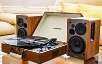 Image result for Vintage Turntables Wooden with Speakers