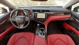 Image result for 2020 Toyota Camry XSE V6 White with Red Interior