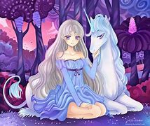 Image result for Anime Girl Petting a Unicorn