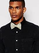 Image result for Men's Patterned Shirt Black Bow Tie
