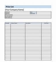 Image result for Product Price Sheet Template