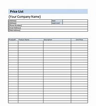 Image result for Free Business Price List Template