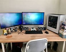 Image result for 2 Monitors L Table Gaming Setup Idea