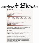 Image result for Goblin Stat Block