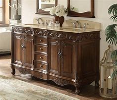 Image result for Ornate Double Sink Bathroom Vanity 64 Inches