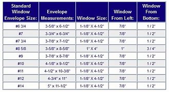 Image result for 10 Window Envelope Sizes