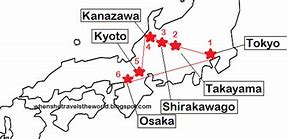 Image result for Map of Tokyo Osaka Kanazawa