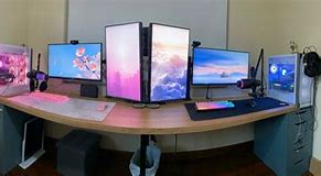 Image result for Dual Gaming Desk Setup