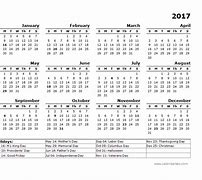 Image result for 2017 Yearly Calendar with Holidays