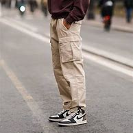 Image result for Khaki Cargo Pants with Black Jacket