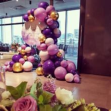Image result for Purple and Gold Balloon Arch